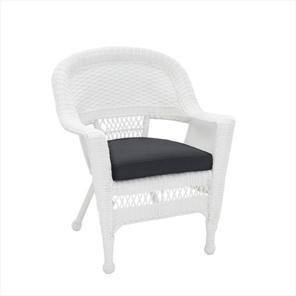 Jeco Jeco W00206-C-FS017 White Wicker Chair With Black Cushion W00206-C-FS017